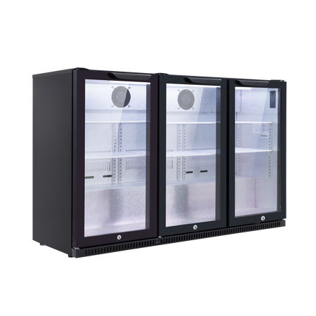 Sealey Baridi Back Bar Drinks Fridge/Cooler with Triple Hinged Door & Security Lock 307L - Black Model No-DH336