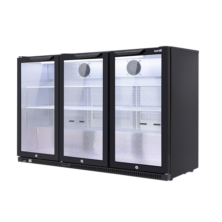 Sealey Baridi Back Bar Drinks Fridge/Cooler with Triple Hinged Door & Security Lock 307L - Black Model No-DH336