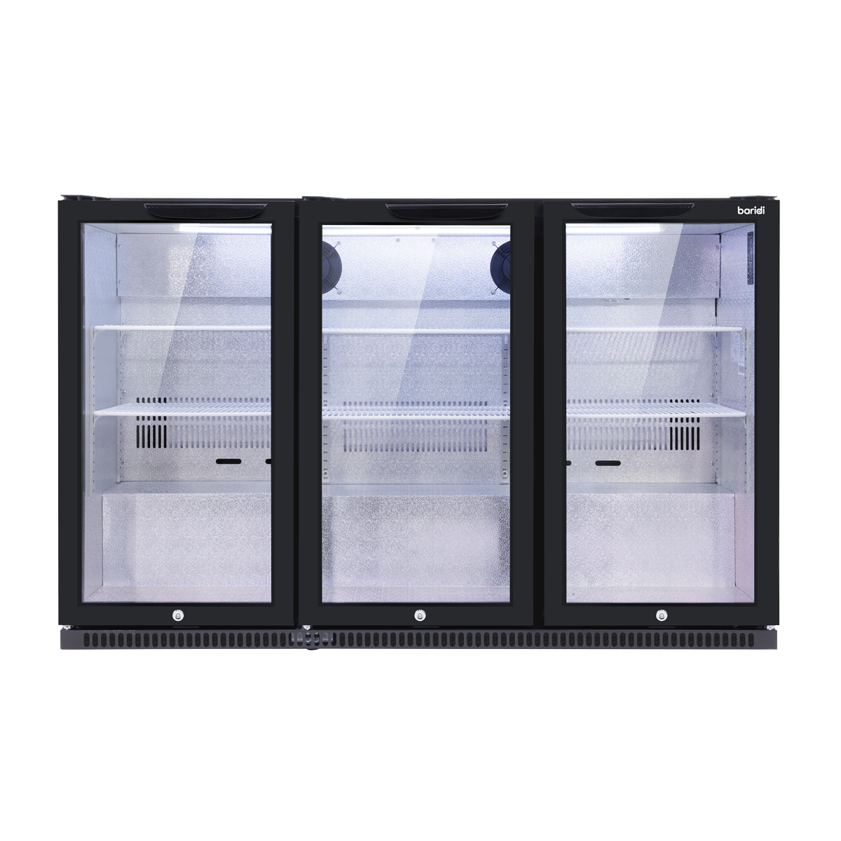 Sealey Baridi Back Bar Drinks Fridge/Cooler with Triple Hinged Door & Security Lock 307L - Black Model No-DH336
