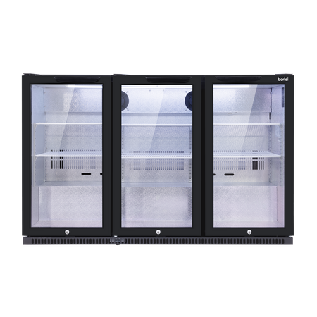 Sealey Baridi Back Bar Drinks Fridge/Cooler with Triple Hinged Door & Security Lock 307L - Black Model No-DH336