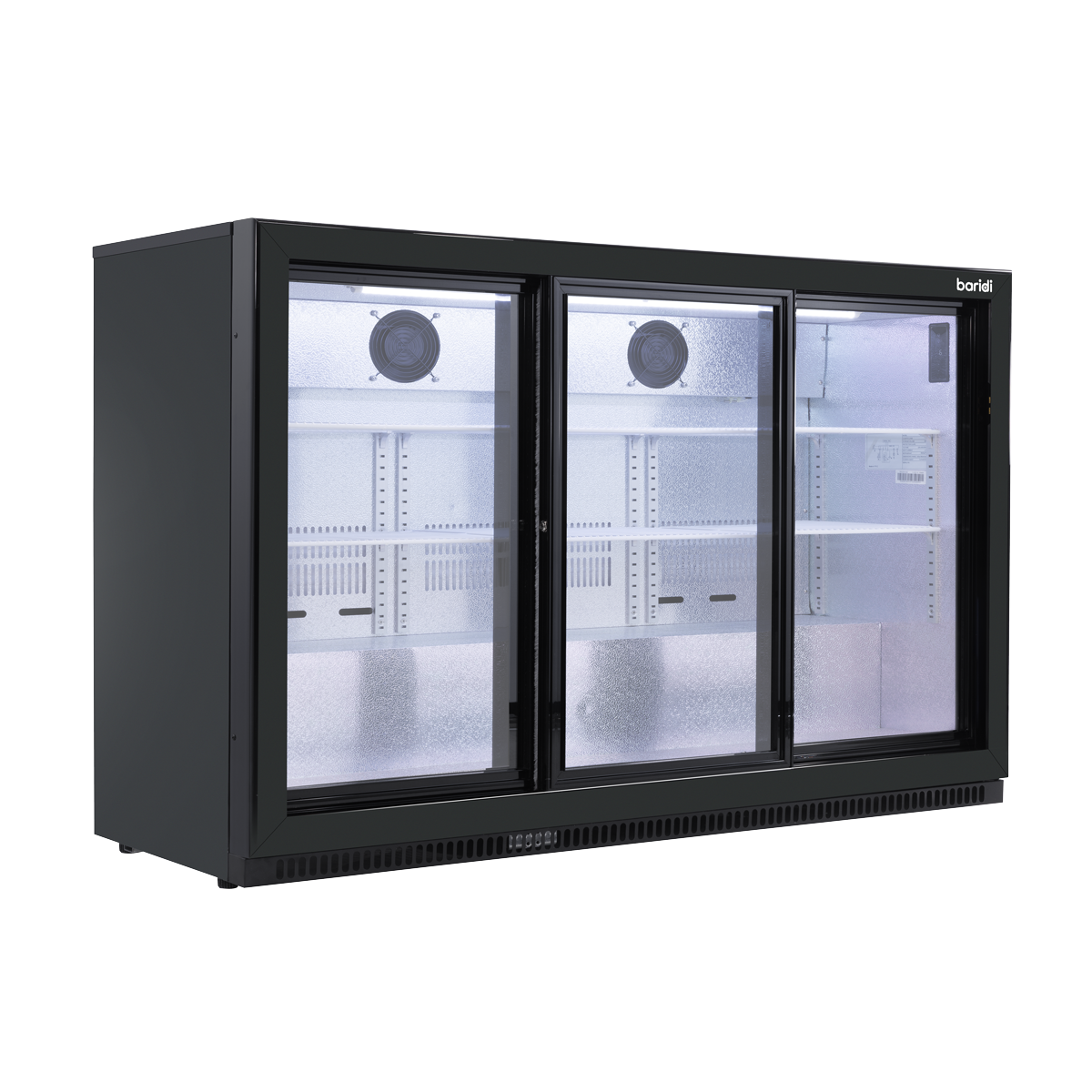 Sealey Baridi Back Bar Drinks Fridge/Cooler with Triple Sliding Door & Security Lock 307L - Black Model No-DH337