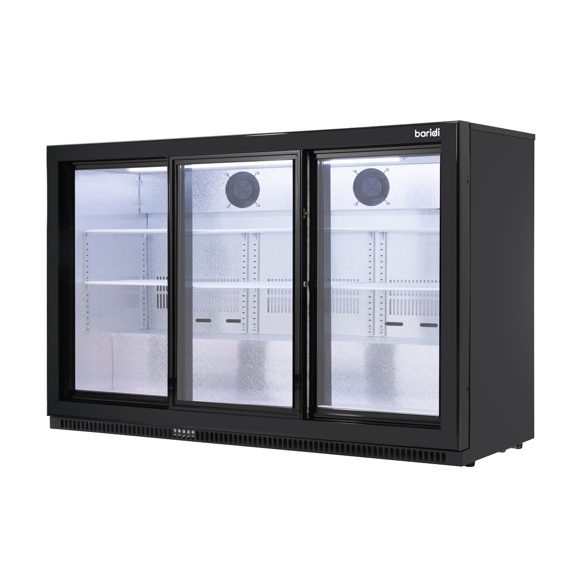 Sealey Baridi Back Bar Drinks Fridge/Cooler with Triple Sliding Door & Security Lock 307L - Black Model No-DH337