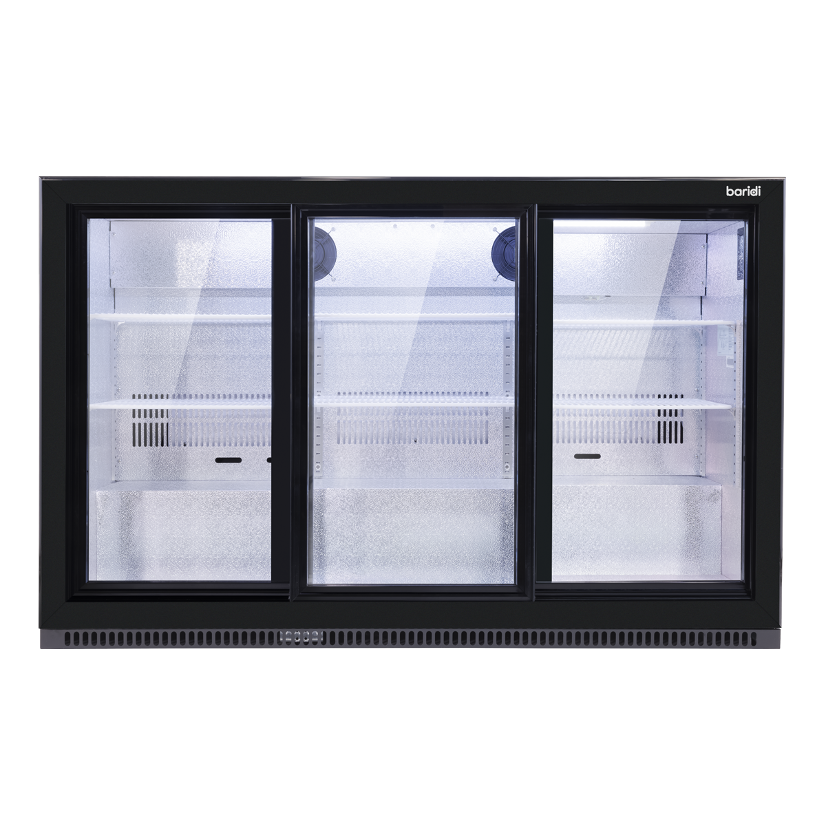 Sealey Baridi Back Bar Drinks Fridge/Cooler with Triple Sliding Door & Security Lock 307L - Black Model No-DH337