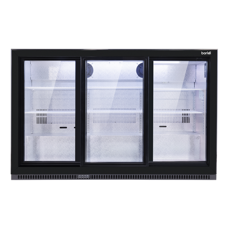 Sealey Baridi Back Bar Drinks Fridge/Cooler with Triple Sliding Door & Security Lock 307L - Black Model No-DH337