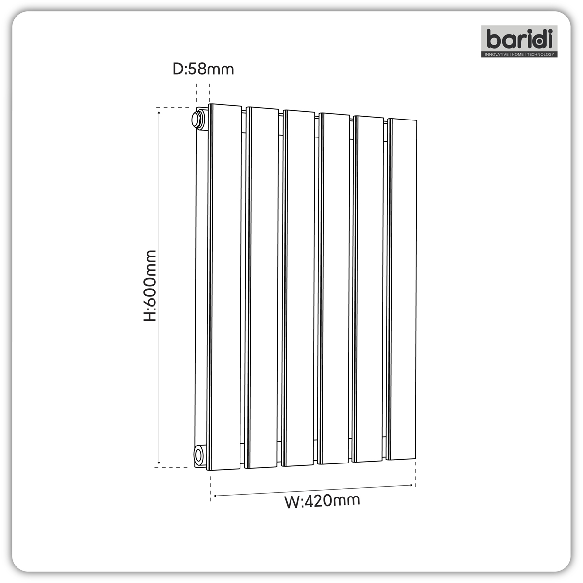 Sealey Baridi Horizontal Radiator Contemporary Double Flat Panel Design 420 x 600mm – Anthracite Model No-DH338