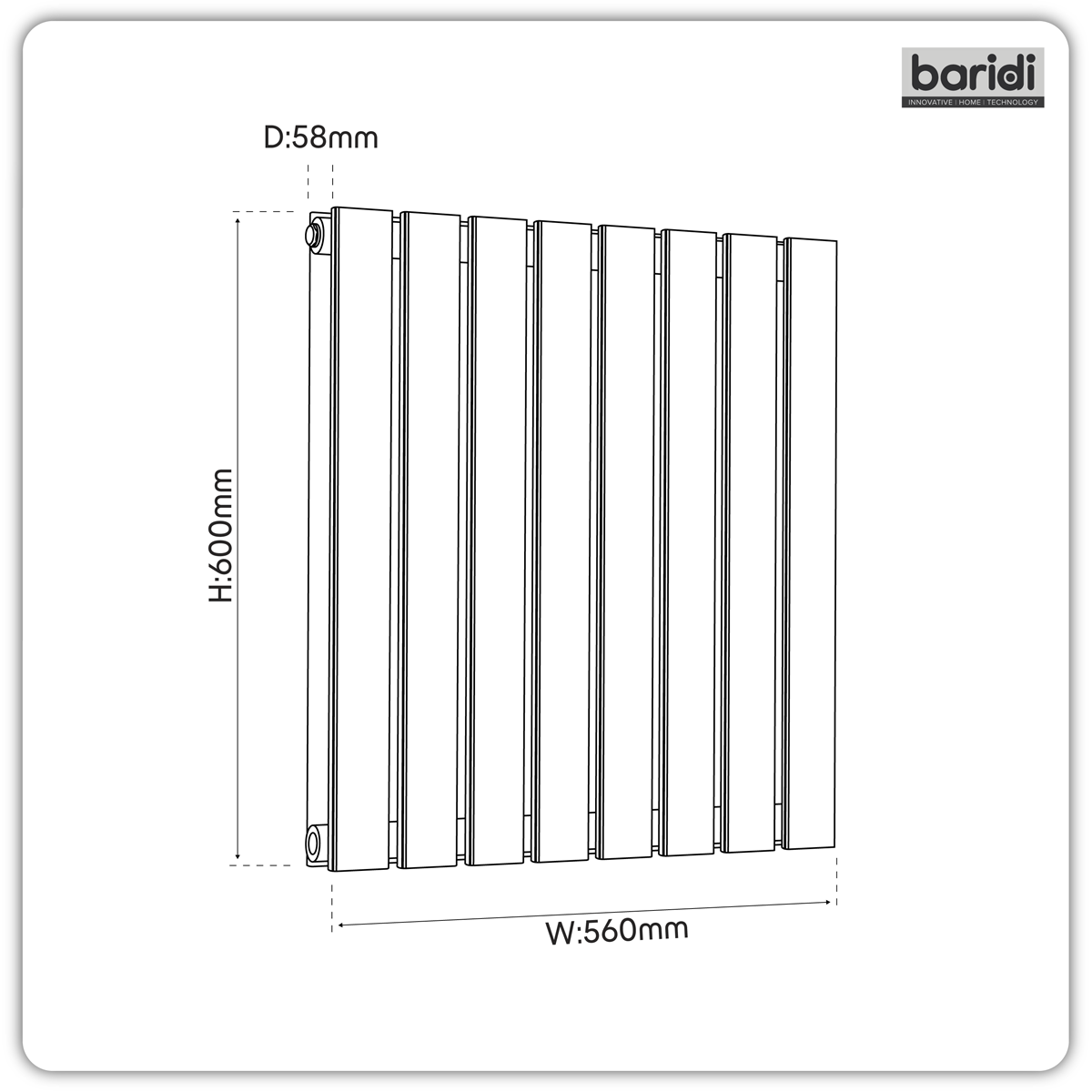 Sealey Baridi Horizontal Radiator Contemporary Double Flat Panel Design 600 x 560mm – Anthracite Model No-DH339