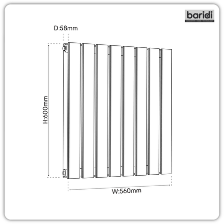 Sealey Baridi Horizontal Radiator Contemporary Double Flat Panel Design 600 x 560mm – Anthracite Model No-DH339