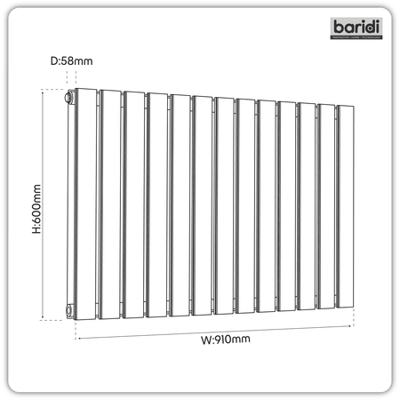 Sealey Baridi Horizontal Radiator Contemporary Double Flat Panel Design 600 x 910mm – Anthracite Model No-DH341
