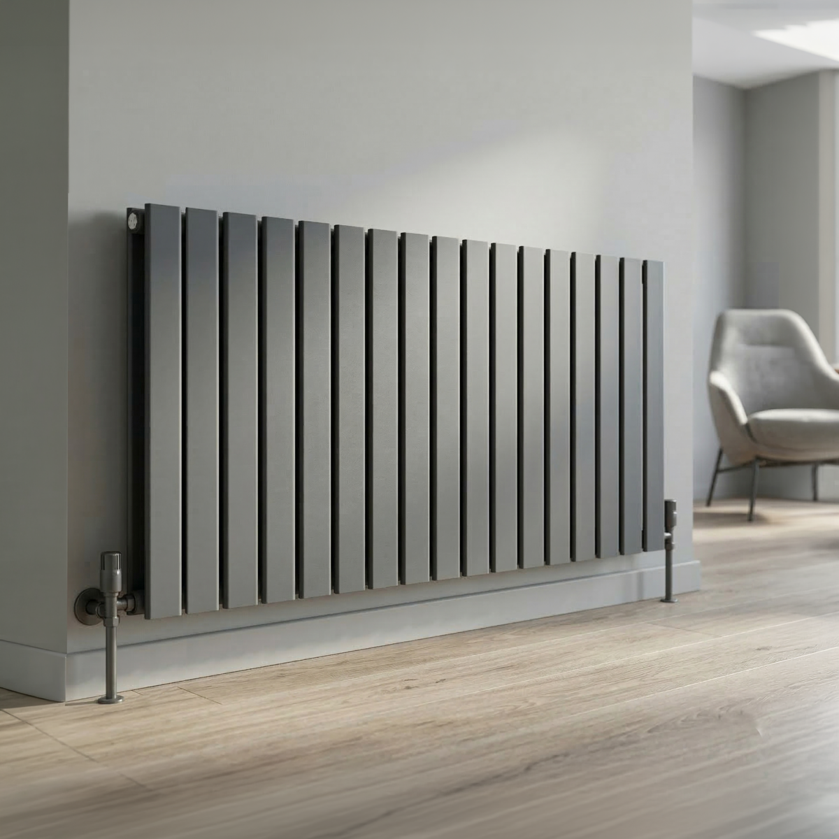 Sealey Baridi Horizontal Radiator Contemporary Double Flat Panel Design 600 x 1190mm – Anthracite Model No-DH342