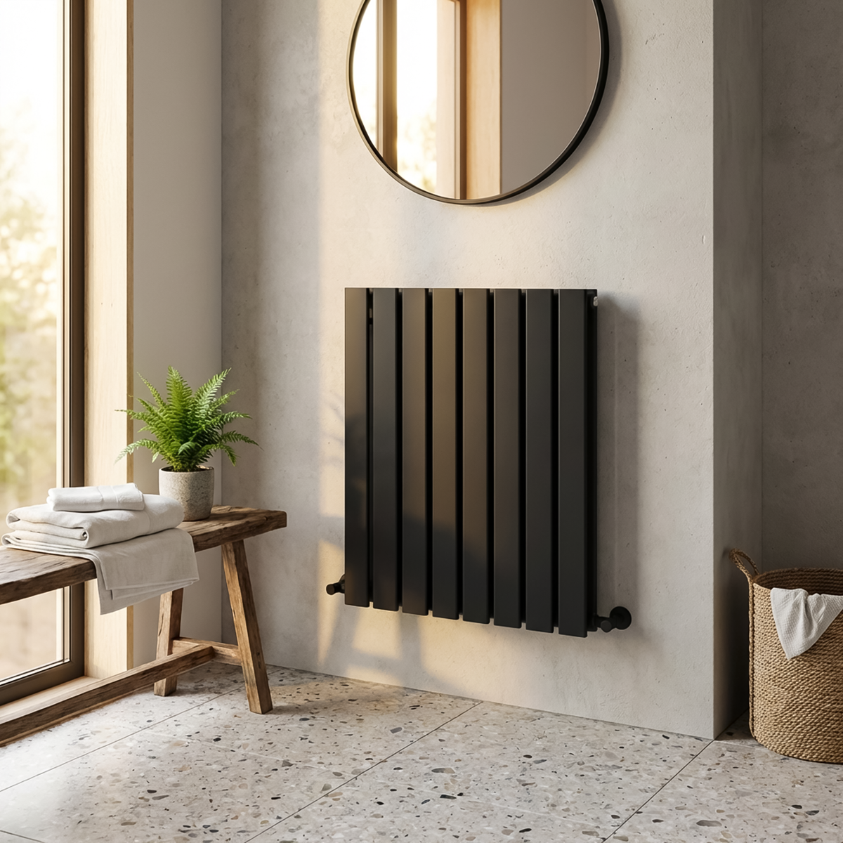 Sealey Baridi Horizontal Radiator Contemporary Double Flat Panel Design 600 x 560mm – Black Model No-DH344
