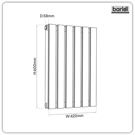 Sealey Baridi Horizontal Radiator Contemporary Double Flat Panel Design 600 x 420mm – White Model No-DH348