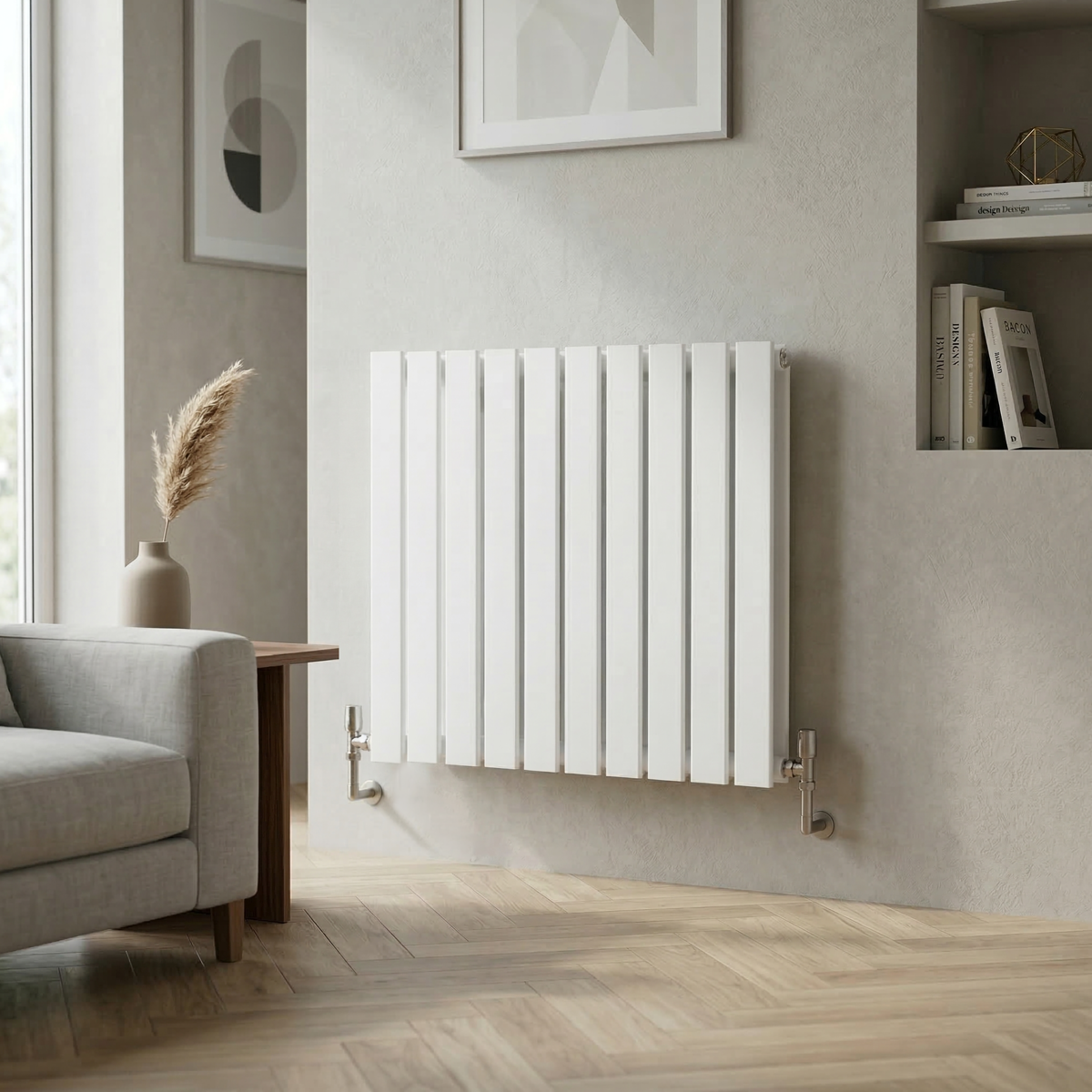 Sealey Baridi Horizontal Radiator Contemporary Double Flat Panel Design 600 x 700mm - White Model No-DH350