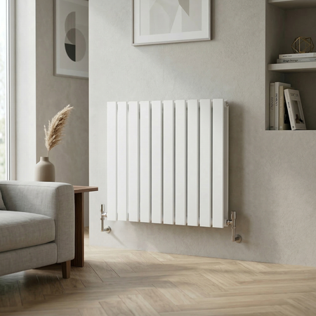 Sealey Baridi Horizontal Radiator Contemporary Double Flat Panel Design 600 x 700mm - White Model No-DH350