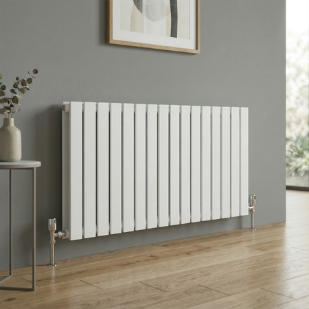 Sealey Baridi Horizontal Radiator Contemporary Double Flat Panel Design 600 x 1190mm – White Model No-DH352