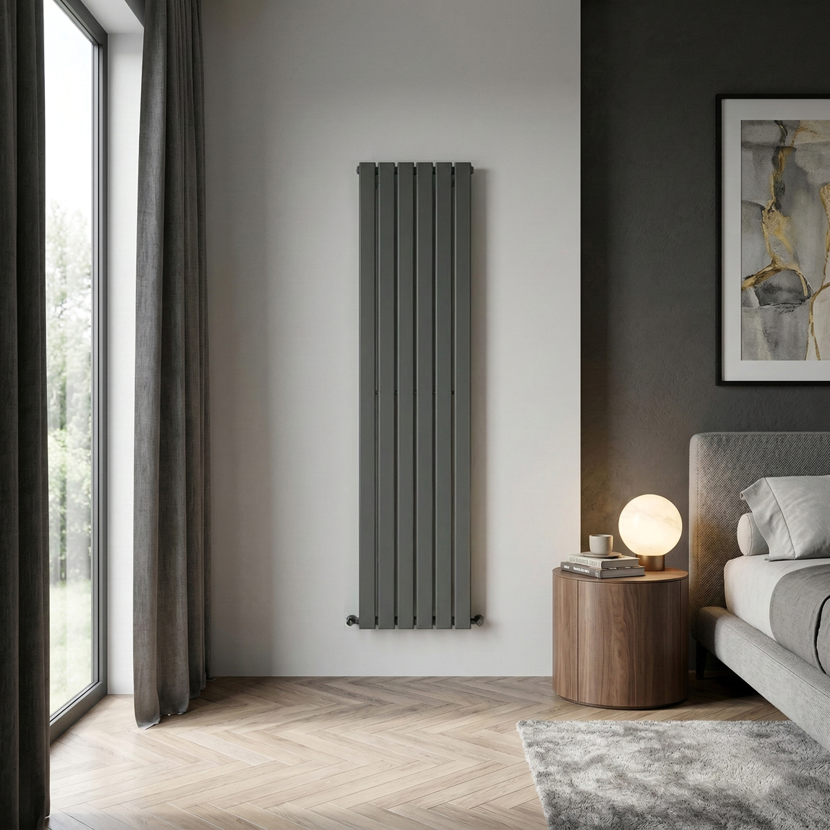 Sealey Baridi Vertical Radiator Contemporary Double Flat Panel Design 420 x 1800mm – Anthracite Model No-DH353