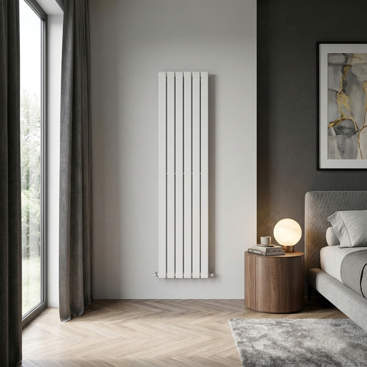 Sealey Baridi Vertical Radiator Contemporary Double Flat Panel Design 420 x 1800mm – White Model No-DH355