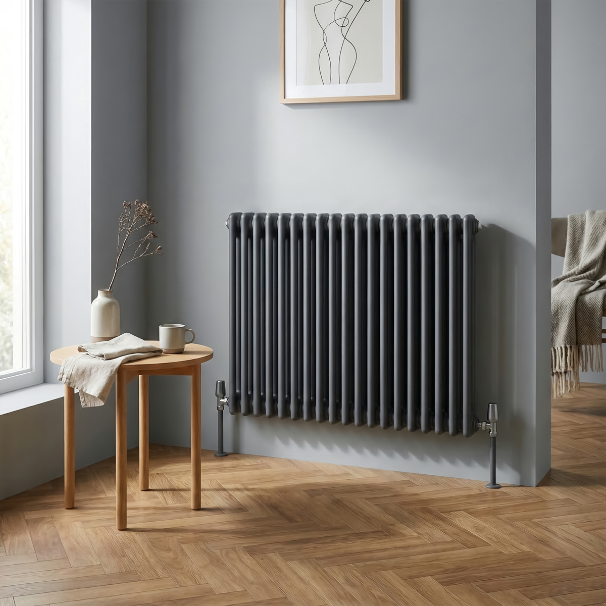 Sealey Baridi Horizontal Traditional 2 Column Radiator 600 x 832mm – Anthracite Model No-DH358