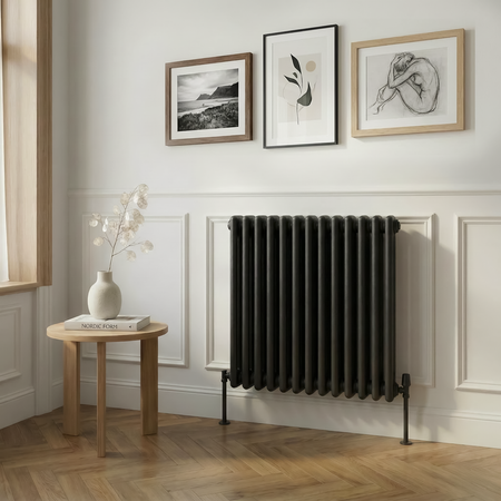 Sealey Baridi Horizontal Traditional 2 Column Radiator 600 x 607mm – Black Model No-DH362