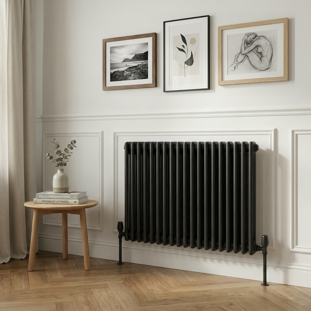 Sealey Baridi Horizontal Traditional 2 Column Radiator 600 x 832mm – Black Model No-DH363