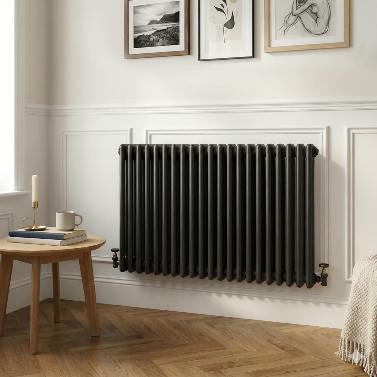 Sealey Baridi Horizontal Traditional 2 Column Radiator 600 x 1012mm – Black Model No-DH364