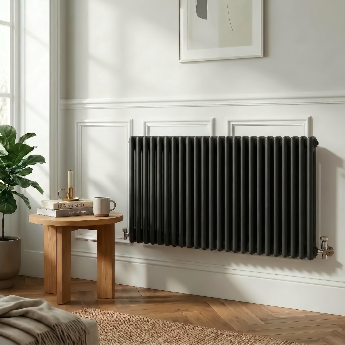 Sealey Baridi Horizontal Traditional 2 Column Radiator 600 x 1147mm – Black Model No-DH365
