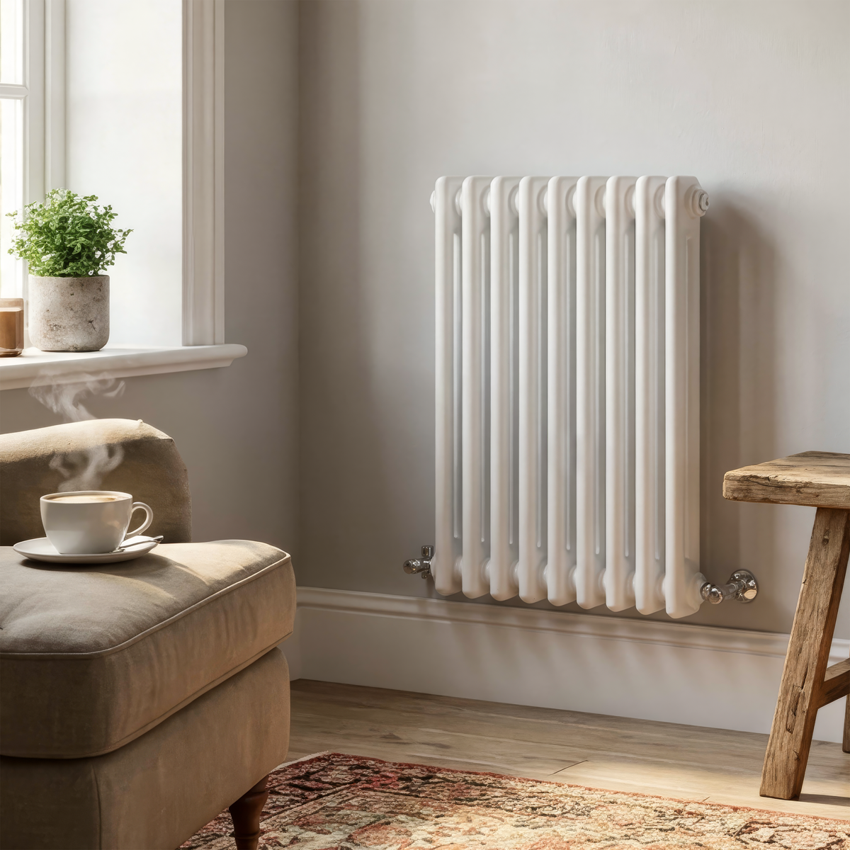Sealey Baridi Horizontal Traditional 2 Column Radiator 600 x 427mm – White Model No-DH366