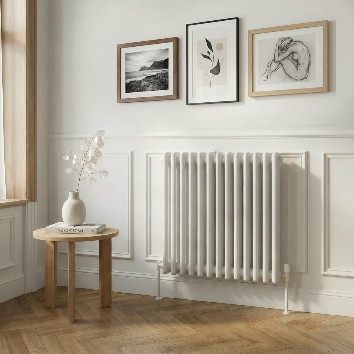 Sealey Baridi Horizontal Traditional 2 Column Radiator 600 x 607mm – White Model No-DH367