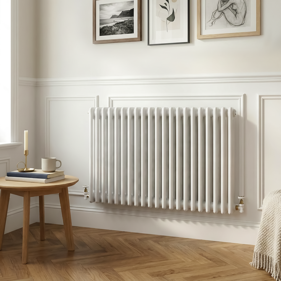 Sealey Baridi Horizontal Traditional 2 Column Radiator 600 x 1012mm – White Model No-DH369