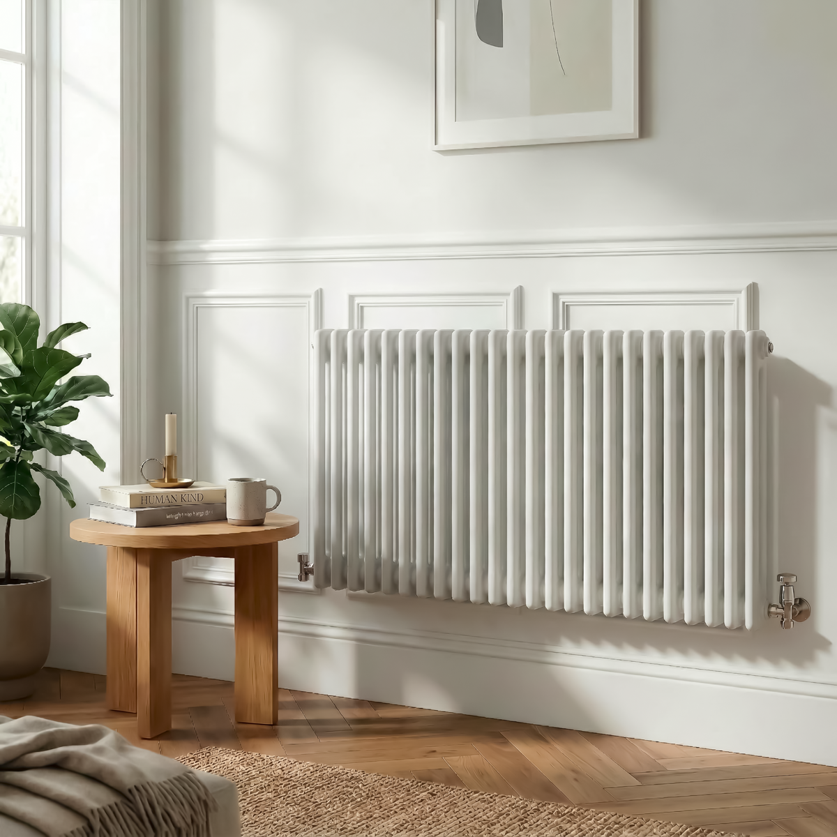Sealey Baridi Horizontal Traditional 2 Column Radiator 600 x 1147mm – White Model No-DH370