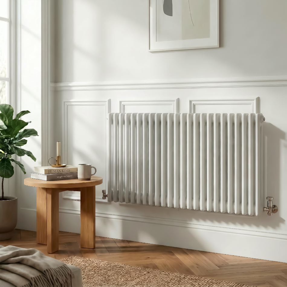 Sealey Baridi Horizontal Traditional 2 Column Radiator 600 x 1147mm – White Model No-DH370
