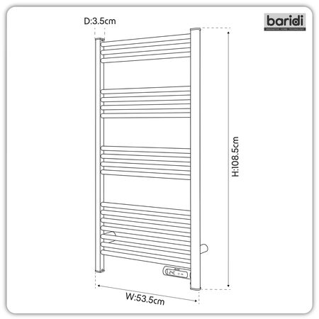 Sealey Baridi Electric Heated Towel Rail 1085 x 535mm with LED Display – Black Model No-DH371