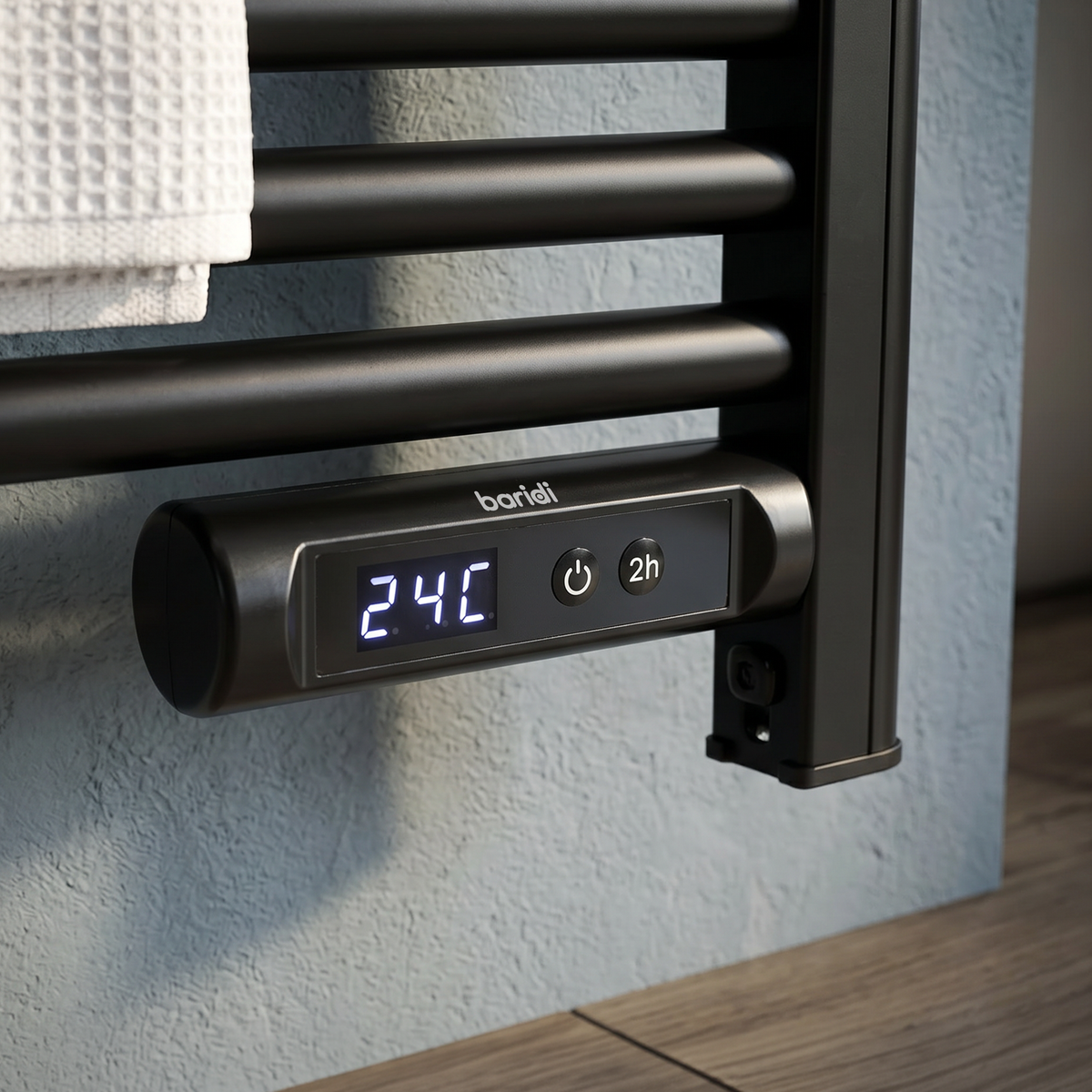 Sealey Baridi Electric Heated Towel Rail 1085 x 535mm with LED Display – Black Model No-DH371