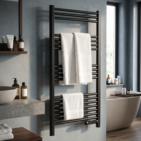 Sealey Baridi Electric Heated Towel Rail 1085 x 535mm with LED Display – Black Model No-DH371