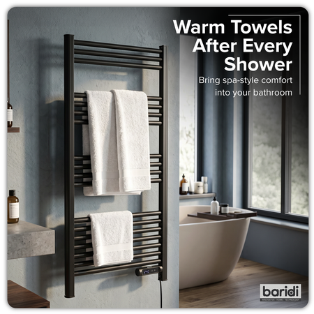 Sealey Baridi Electric Heated Towel Rail 1085 x 535mm with LED Display – Black Model No-DH371