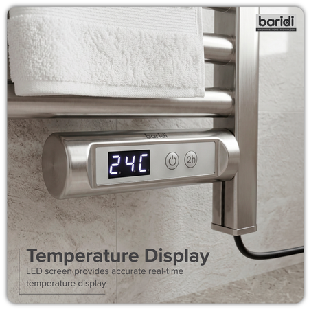 Sealey Baridi Electric Heated Towel Rail 1085 x 535mm with LED Display – Silver Model No-DH372