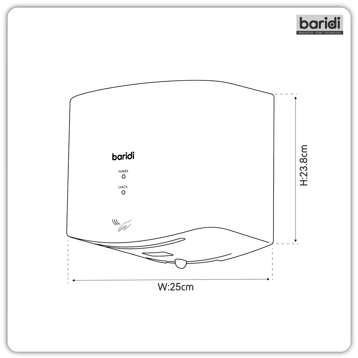 Sealey Baridi High Speed Hand Dryer with Auto Sensor 1400-1650W - White Model No-DH378