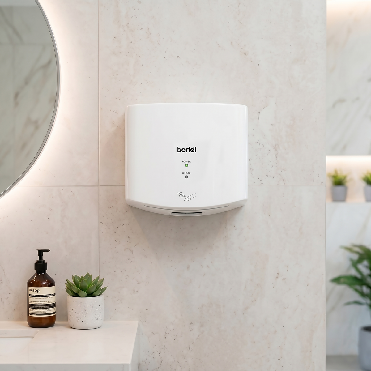 Sealey Baridi High Speed Hand Dryer with Auto Sensor 1400-1650W - White Model No-DH378
