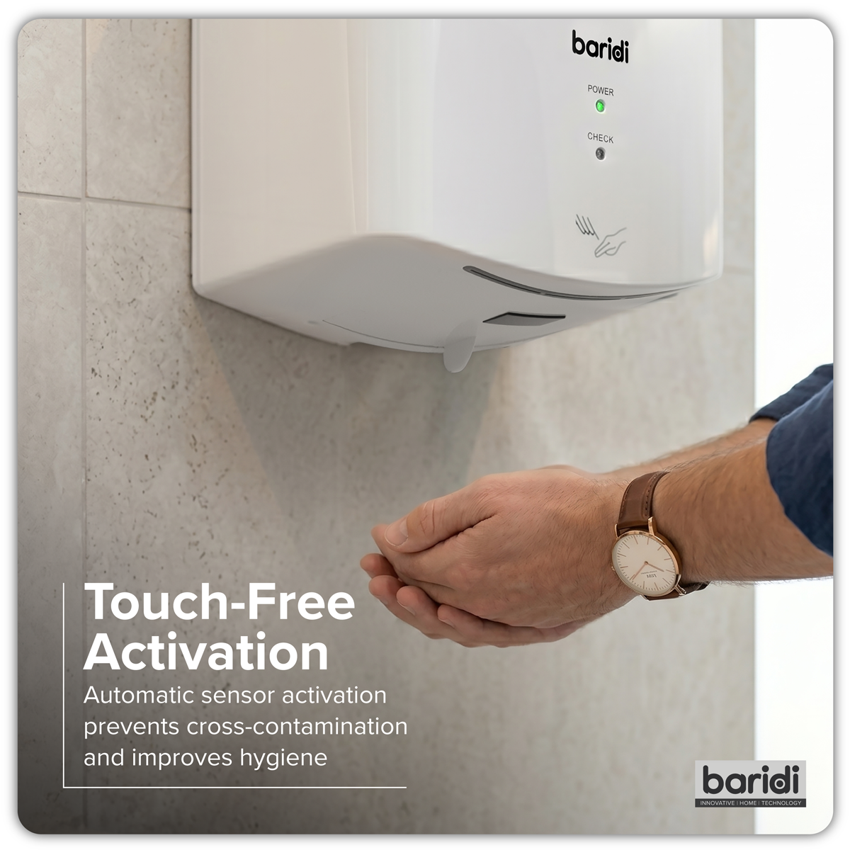 Sealey Baridi High Speed Hand Dryer with Auto Sensor 1400-1650W - White Model No-DH378