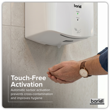 Sealey Baridi High Speed Hand Dryer with Auto Sensor 1400-1650W - White Model No-DH378