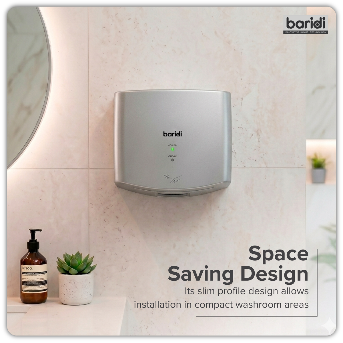 Sealey Baridi High Speed Hand Dryer with Auto-Sensor 1400-1650W - Silver Model No-DH379