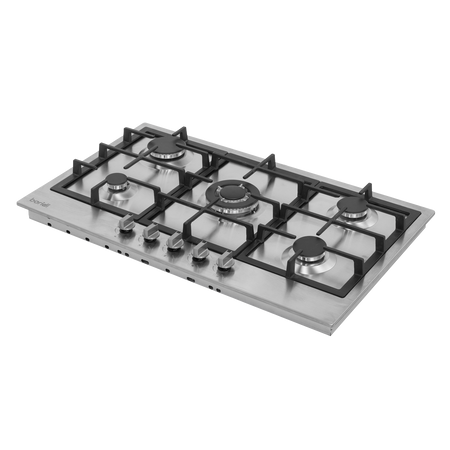Sealey Baridi 90cm Gas Hob Stainless Steel with 5 Burners, Cast Iron Supports & Auto Ignition 11kW Model No-DH382