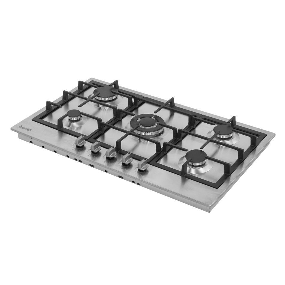 Sealey Baridi 90cm Gas Hob Stainless Steel with 5 Burners, Cast Iron Supports & Auto Ignition 11kW Model No-DH382