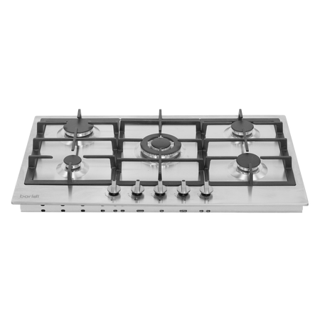 Sealey Baridi 90cm Gas Hob Stainless Steel with 5 Burners, Cast Iron Supports & Auto Ignition 11kW Model No-DH382