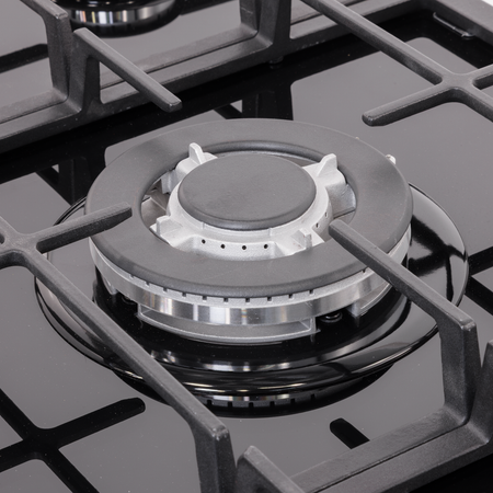 Sealey Baridi 90cm Gas Hob Black Glass with 5 Burners, Cast Iron Supports & Auto Ignition 11kW Model No-DH383