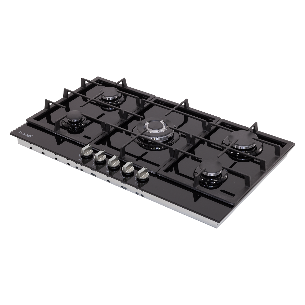 Sealey Baridi 90cm Gas Hob Black Glass with 5 Burners, Cast Iron Supports & Auto Ignition 11kW Model No-DH383