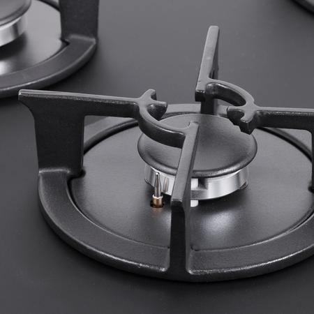 Sealey Baridi 70cm Gas Hob Matt Black with 5 Burners, Cast Iron Supports & Auto Ignition 10.4kW Model No-DH384
