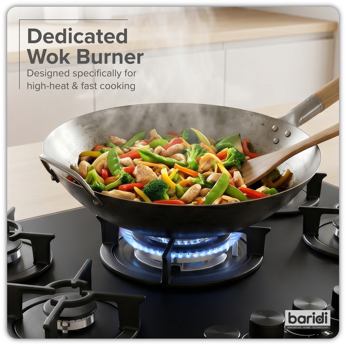 Sealey Baridi 70cm Gas Hob Matt Black with 5 Burners, Cast Iron Supports & Auto Ignition 10.4kW Model No-DH384
