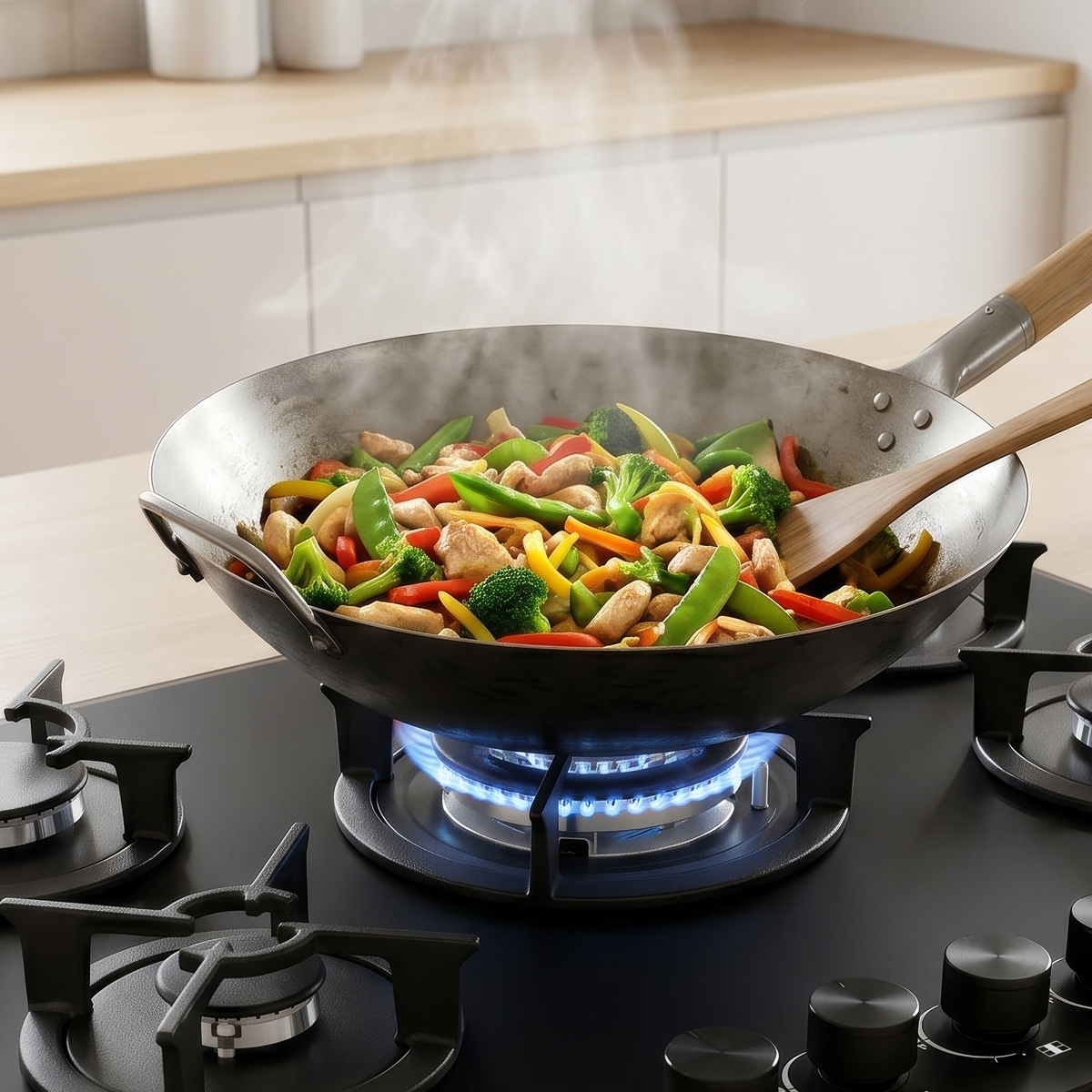 Sealey Baridi 70cm Gas Hob Matt Black with 5 Burners, Cast Iron Supports & Auto Ignition 10.4kW Model No-DH384