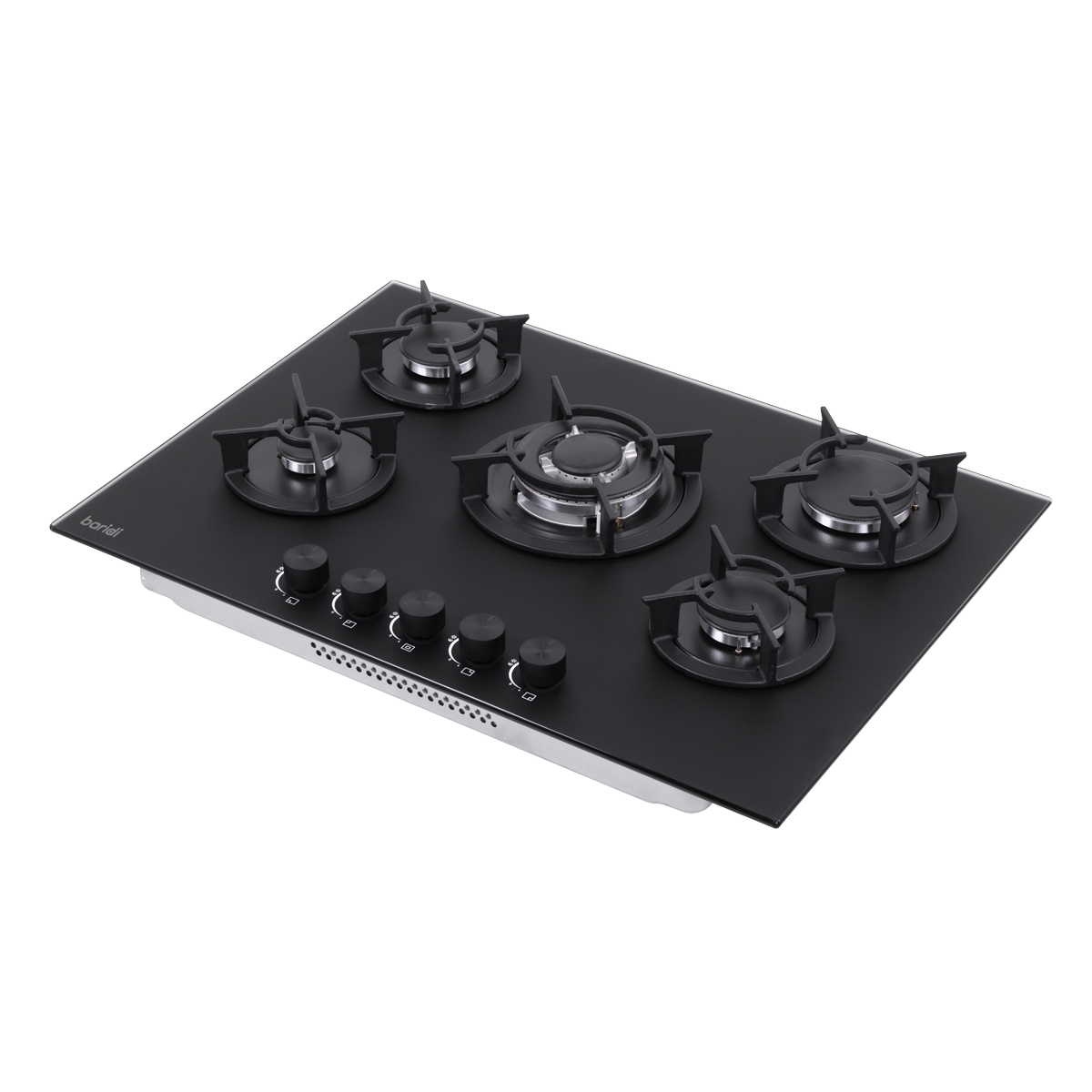Sealey Baridi 70cm Gas Hob Matt Black with 5 Burners, Cast Iron Supports & Auto Ignition 10.4kW Model No-DH384