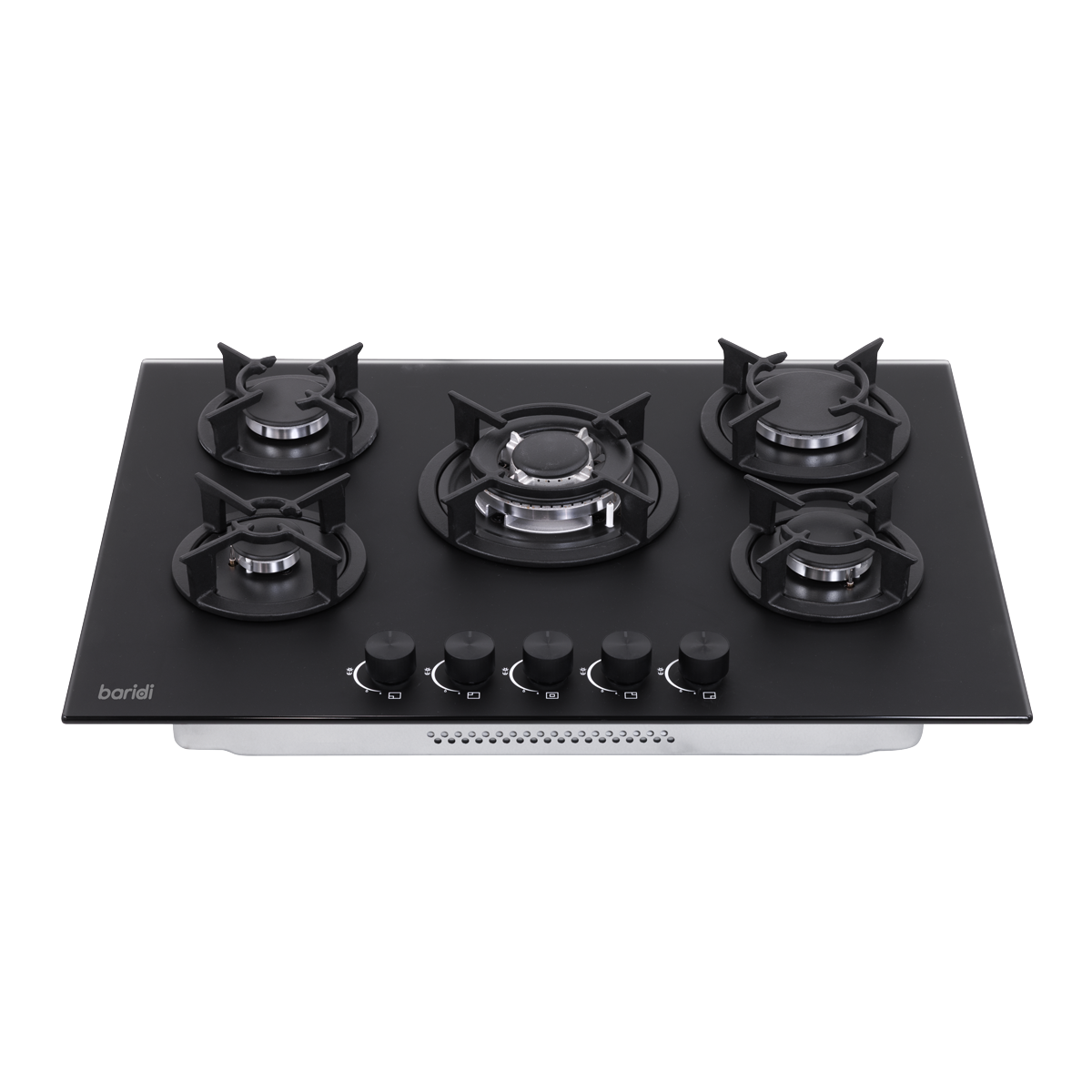 Sealey Baridi 70cm Gas Hob Matt Black with 5 Burners, Cast Iron Supports & Auto Ignition 10.4kW Model No-DH384